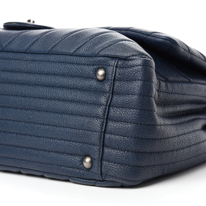 Chanel Calfskin Chevron Quilted XXL Travel Flap Bag Blue 7 of 10
