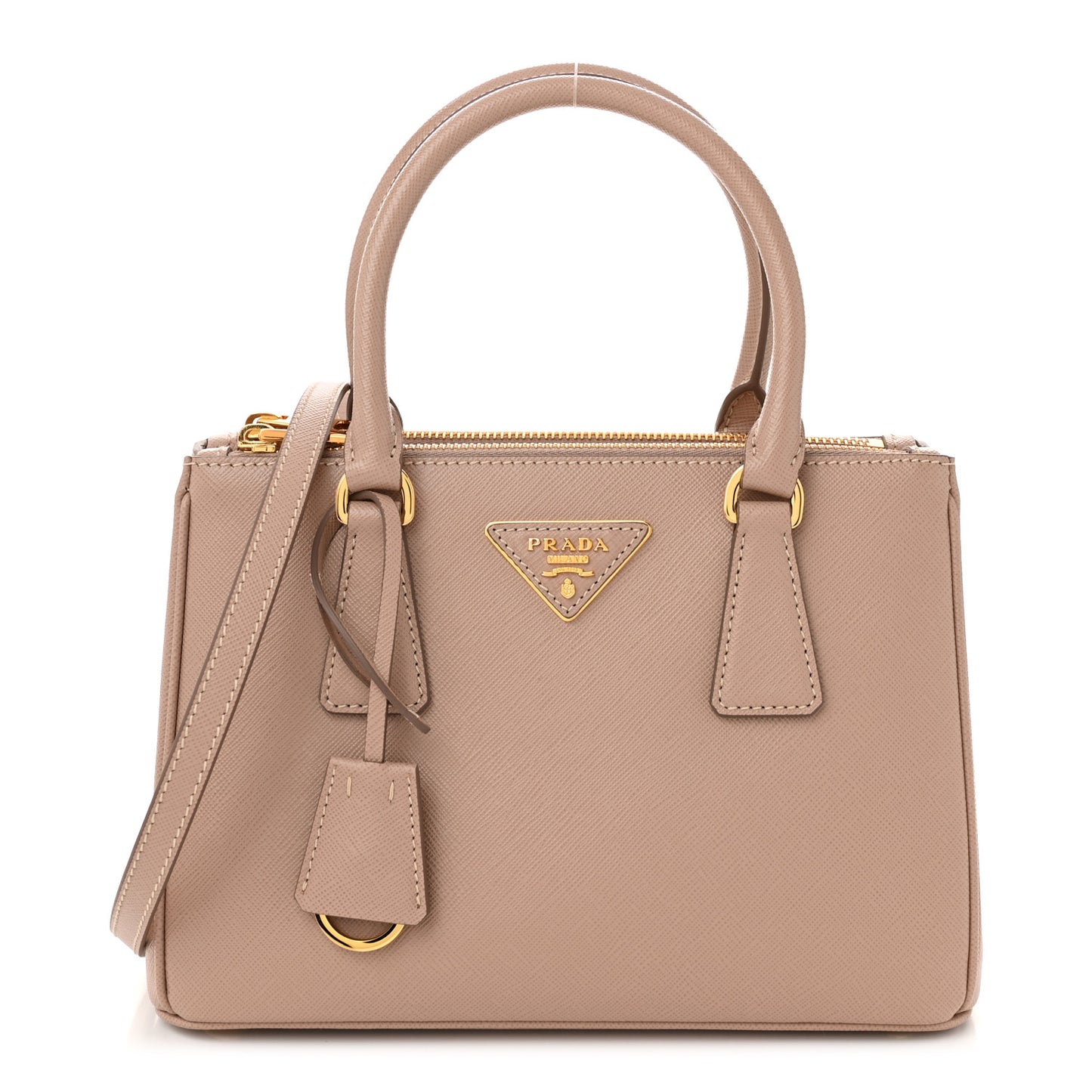 Saffiano Mini Galleria Double Zip Tote Cammeo