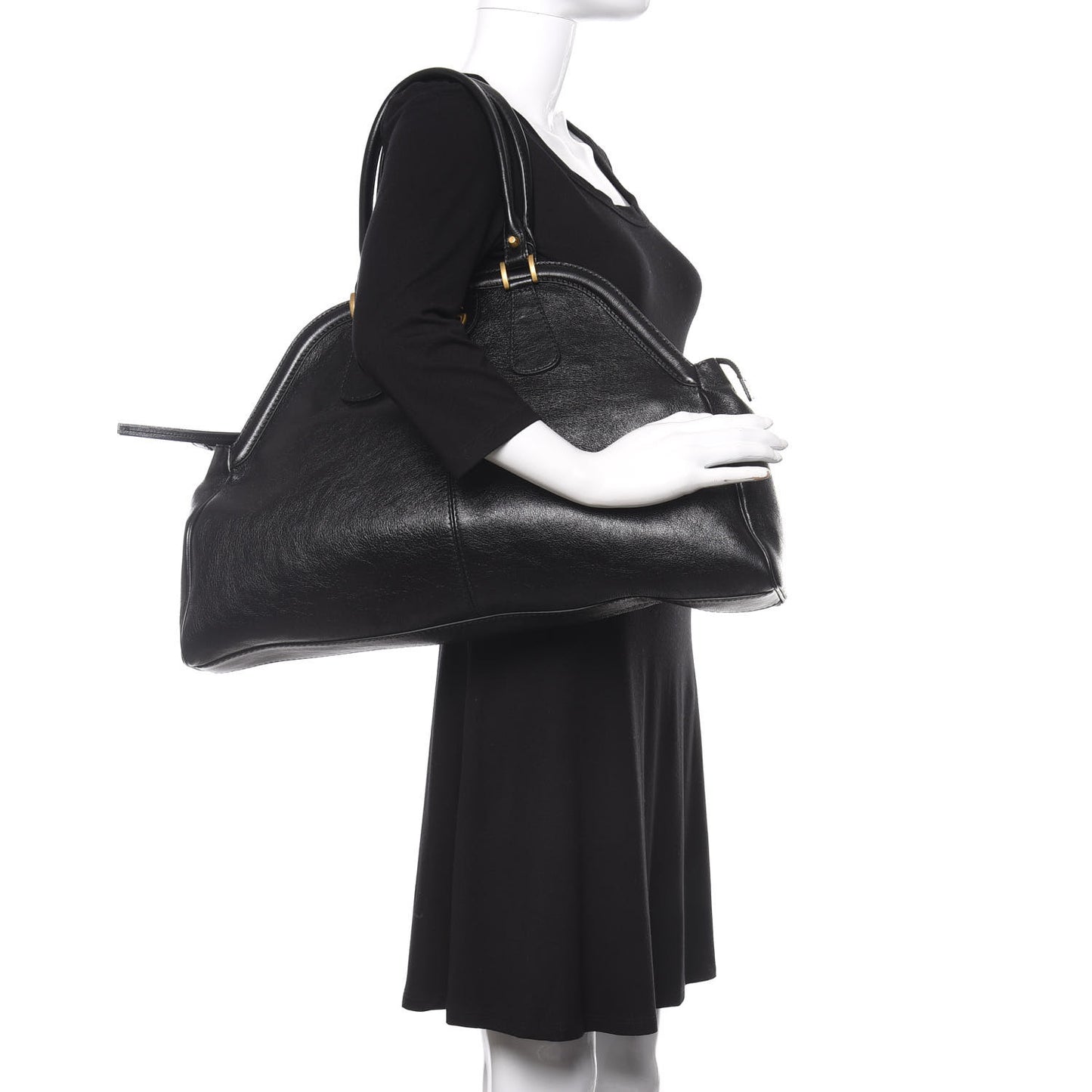 Calfskin Large Re(Belle) Top Handle Bag Black
