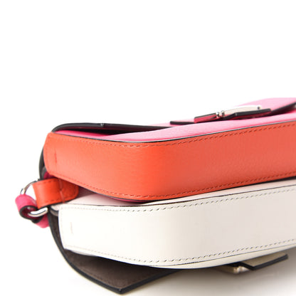 Fendi Vitello Dolce Nappa Flowerland Tri-Color Micro Double Baguette Fuxia White Ice Papavero 7 of 12