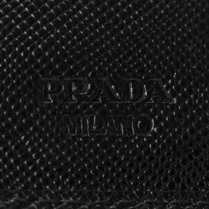 Prada Saffiano Metal Compact Zip Around Wallet Black 6 of 10