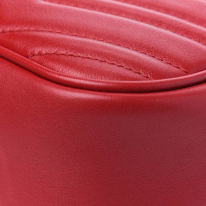Gucci Calfskin Matelasse Small GG Marmont Chain Shoulder Bag Hibiscus Red 13 of 15