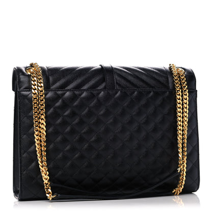 Saint Laurent Grain De Poudre Textured Mixed Matelasse Large Triquilt Monogram Satchel Black 3 of 12