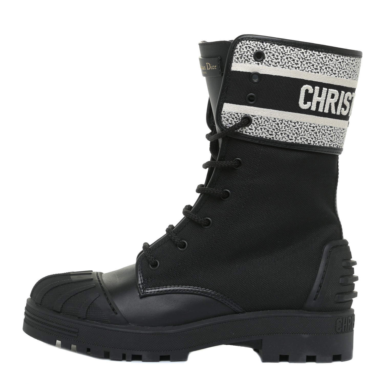 Christian Dior Calfskin Technical Fabric D-Major Ankle Boots 40 Black Taupe 1 of 10