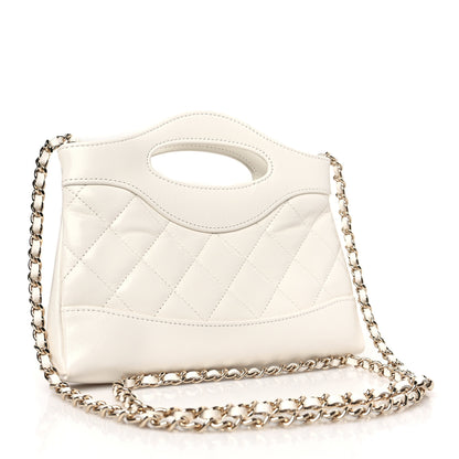 Chanel Shiny Crumpled Calfskin Quilted Nano 31 Shopping Bag White 3 of 11
