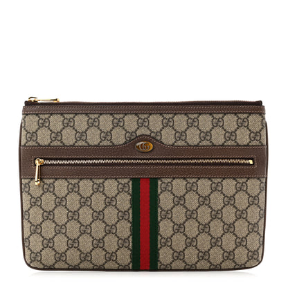 Gucci GG Supreme Monogram Large Ophidia Pouch Clutch Brown 1 of 8