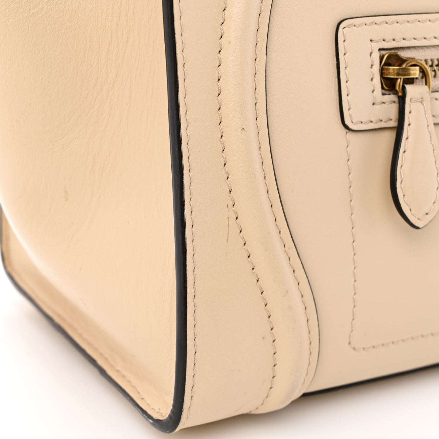 Satin Calfskin Micro Bi-Color Luggage Powder Black