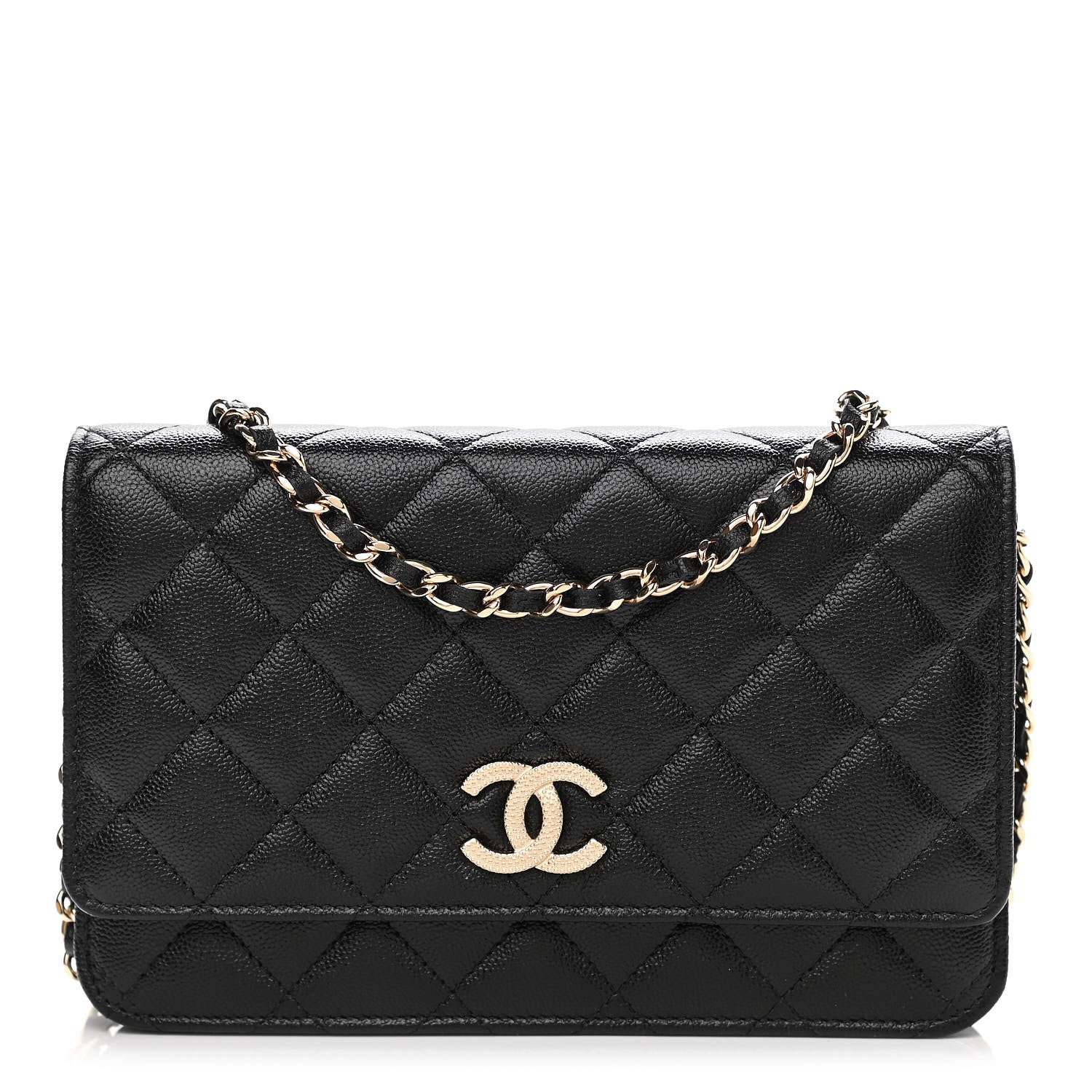 Chanel Caviar Quilted Beaded CC Wallet On Chain WOC Black 1 of 12