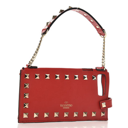Valentino Garavani Calfskin Rockstud iPhone 7 Plus Chain Case Red 3 of 6