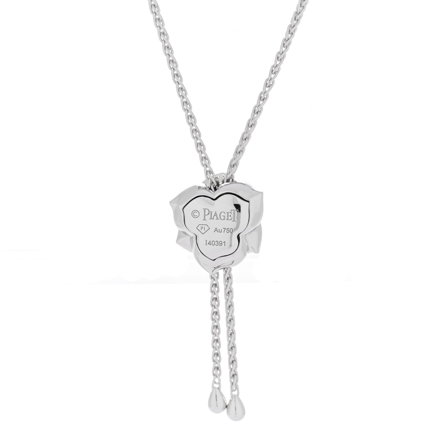Piaget 18K White Gold Diamond Rose Lariat Pendant Necklace 4 of 5