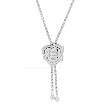 Piaget 18K White Gold Diamond Rose Lariat Pendant Necklace 4 of 5