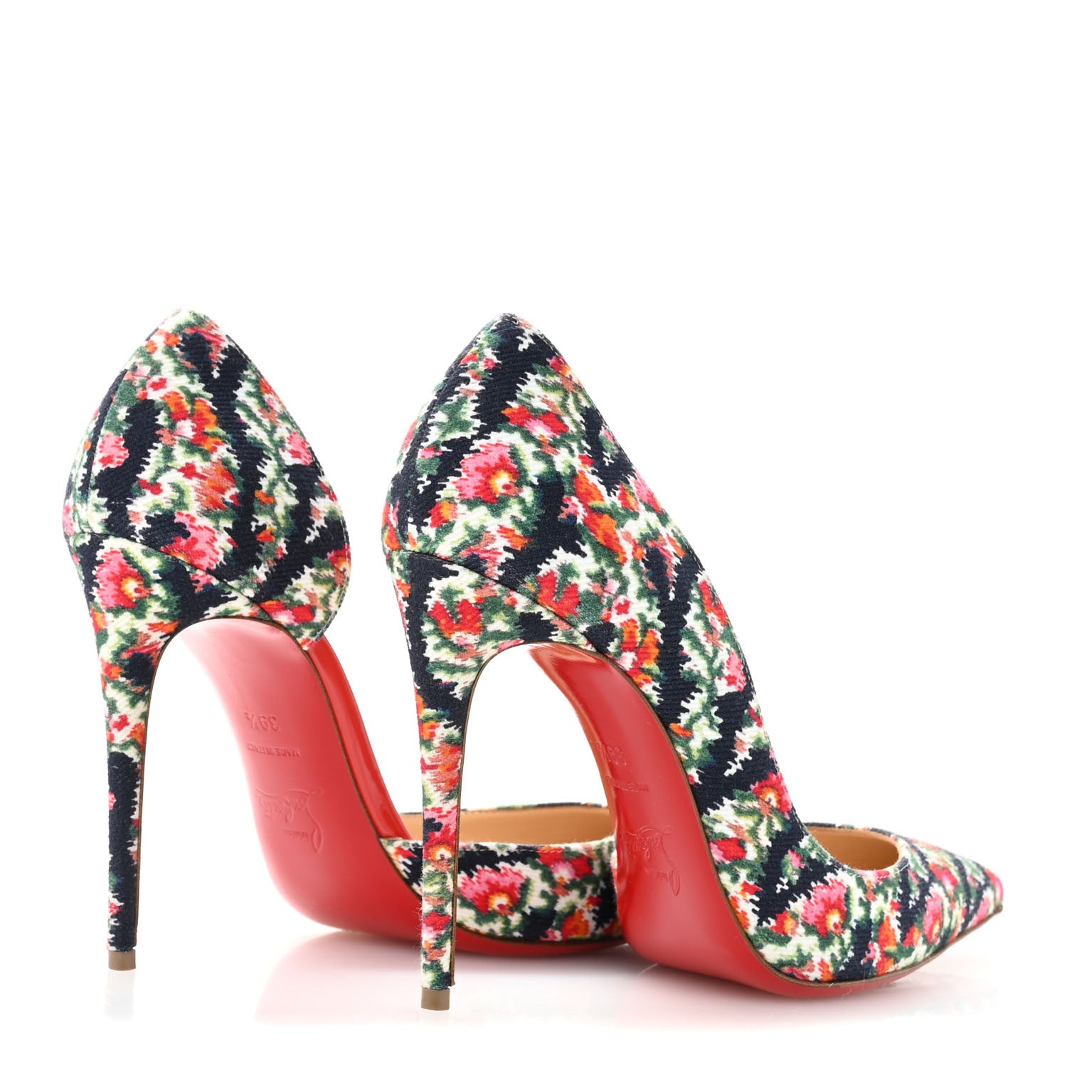 Christian Louboutin Denim Floral Iriza 100 Pumps 39.5 Multi Bisou 5 of 9