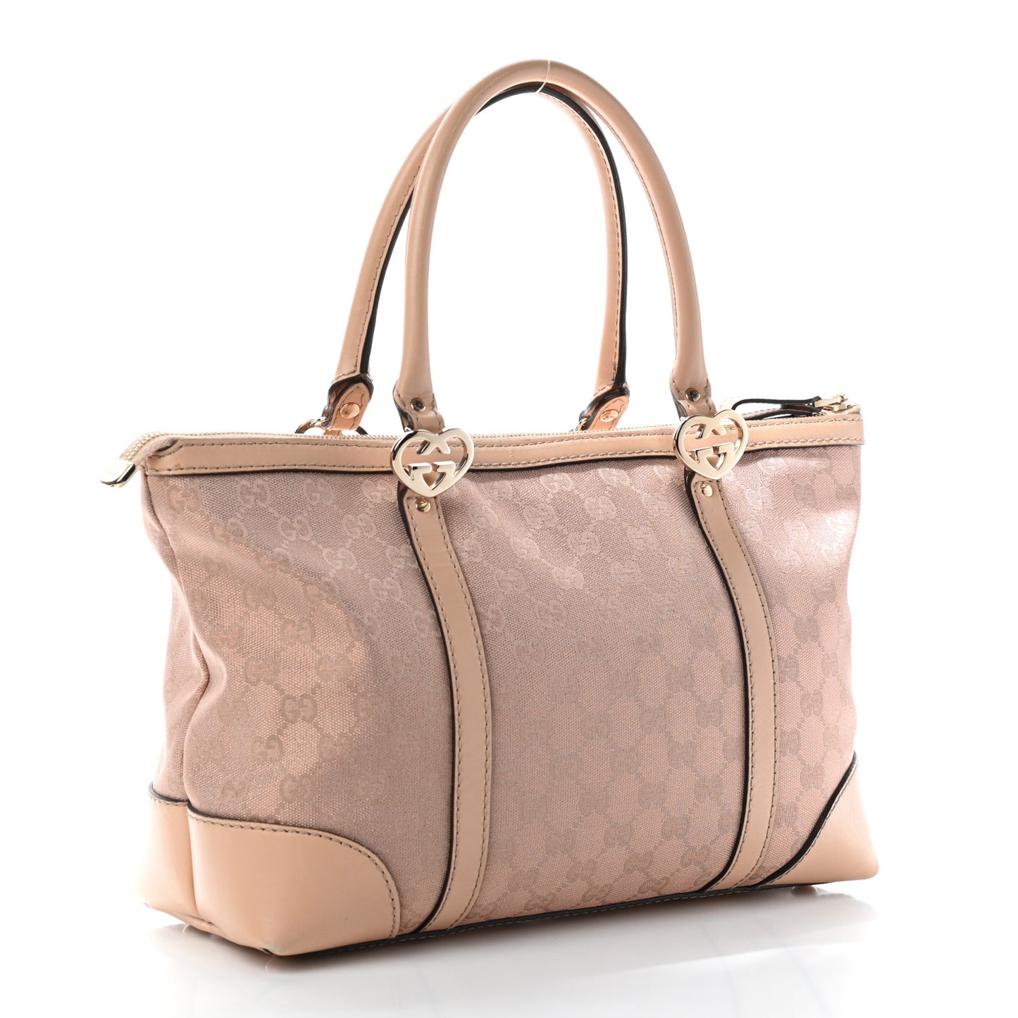 Metallic Monogram Small Lovely Heart Tote Pink