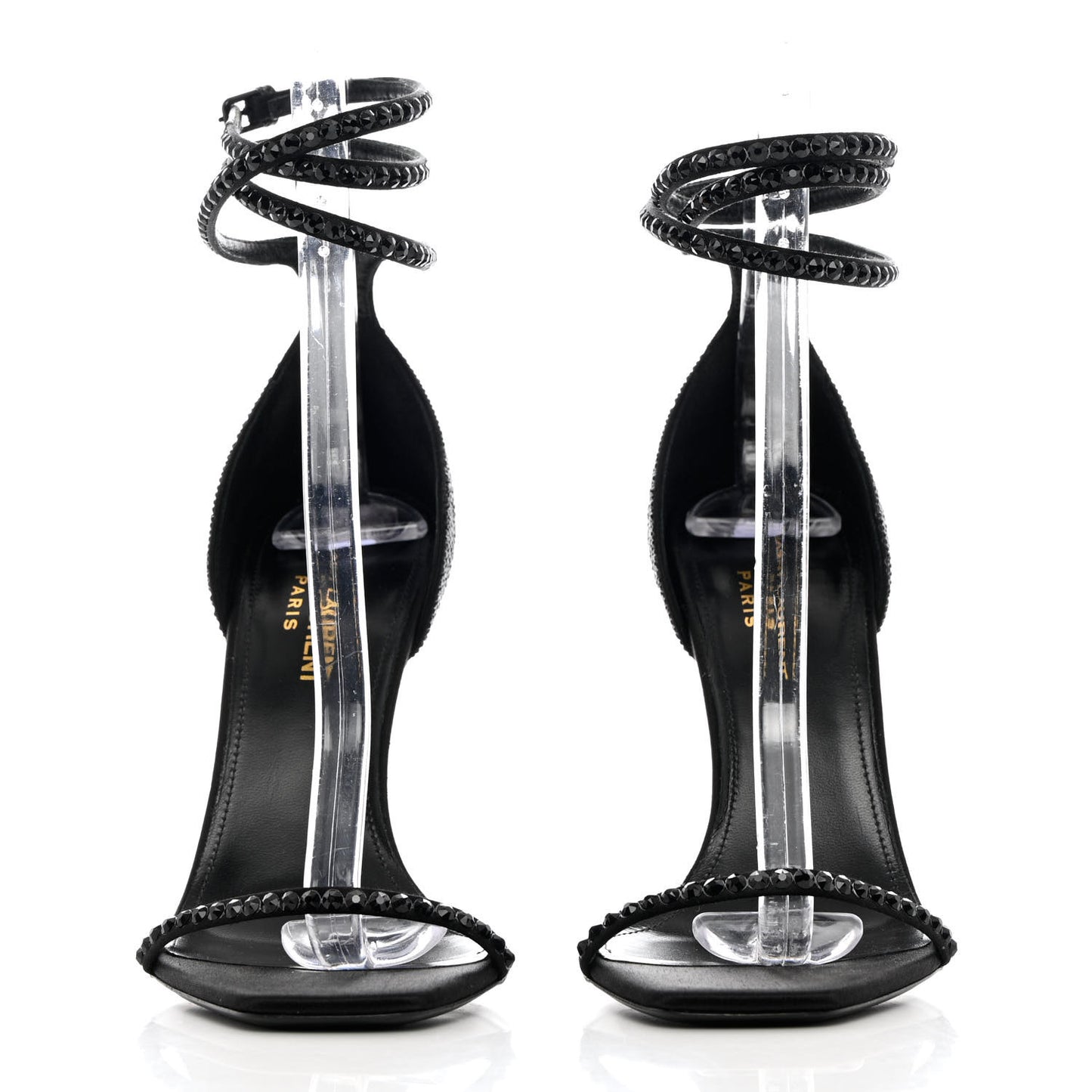 Satin Crystal Opyum Sandals 37.5 Black