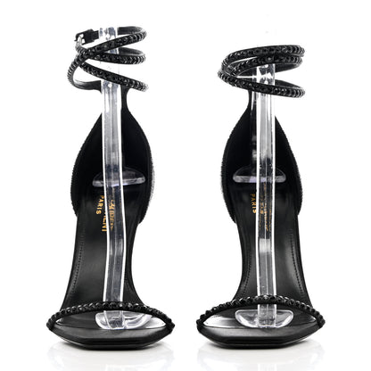 Saint Laurent Satin Crystal Opyum Sandals 37.5 Black 2 of 10