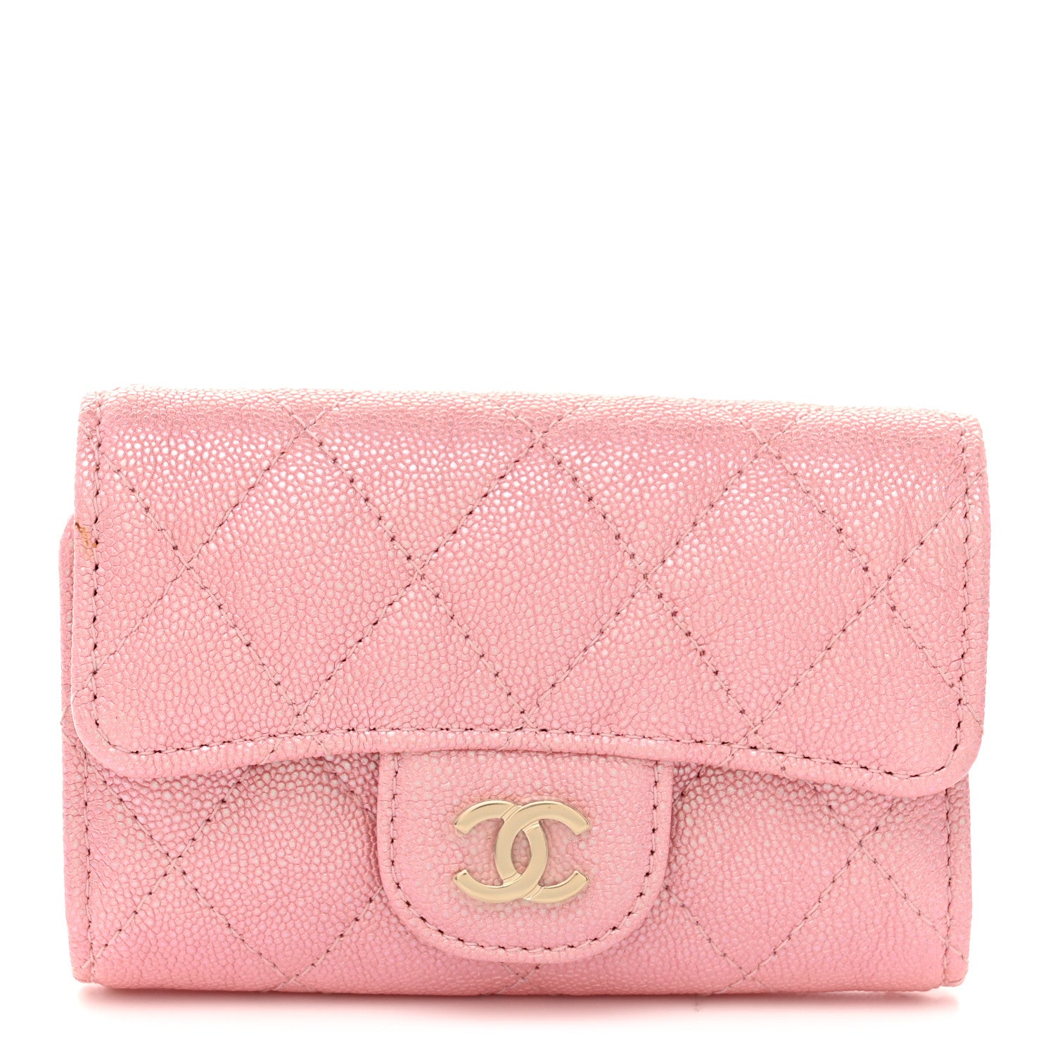 Chanel Iridescent Caviar Quilted Classic 4 Key Holder Wallet Pink 1 of 8