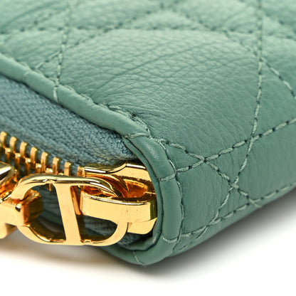 Christian Dior Grained Calfskin Supple Cannage Caro Compact Wallet Vert Tundra 9 of 11