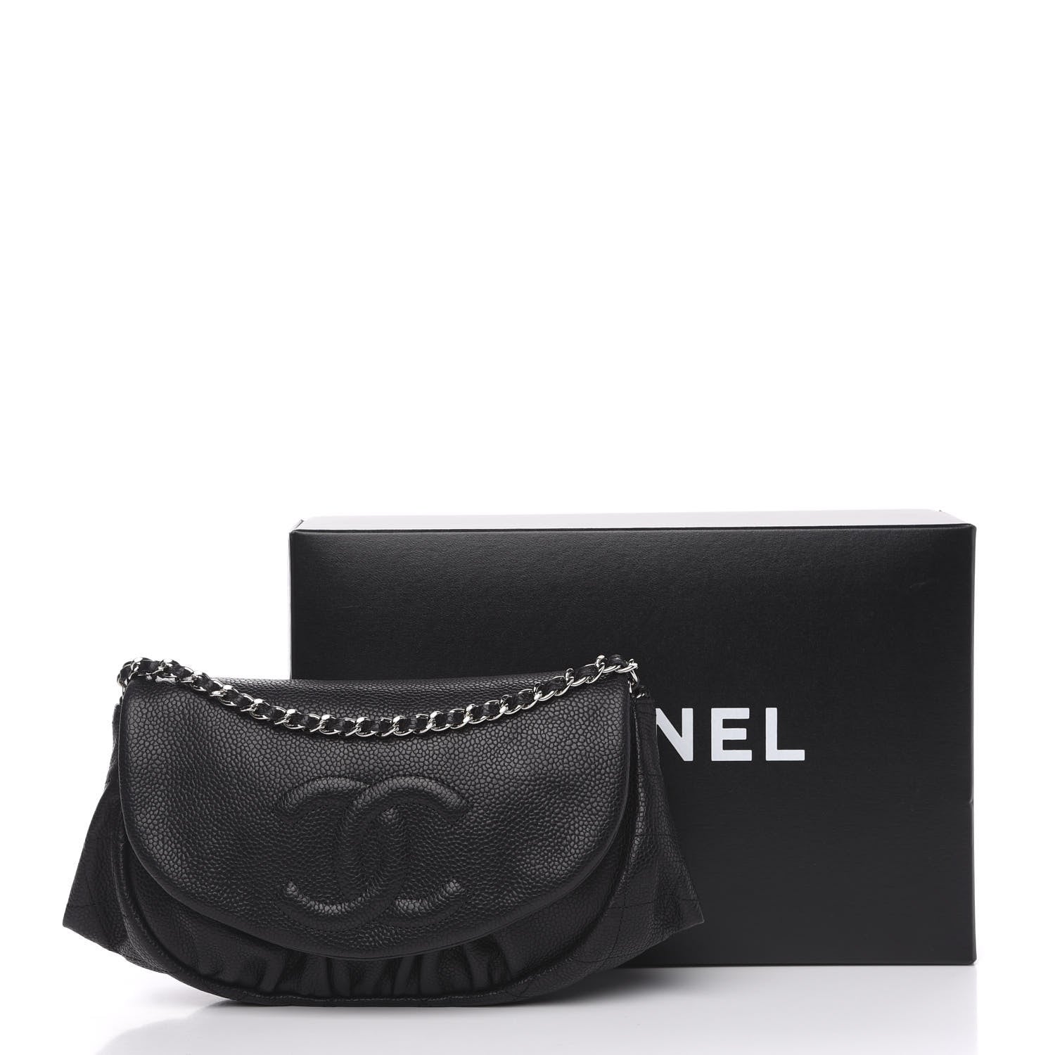 Chanel Caviar Half Moon Wallet On Chain WOC Black 13 of 13