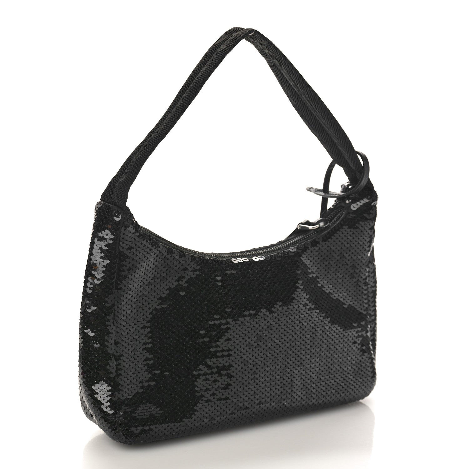 Prada Paillettes Sequin Mini Re-Edition 2000 Bag Black White 3 of 8