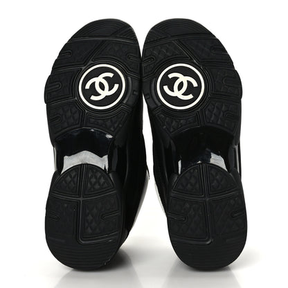 Chanel Mesh Suede Grained Calfskin Womens CC Sneakers 38 Black White 5 of 7