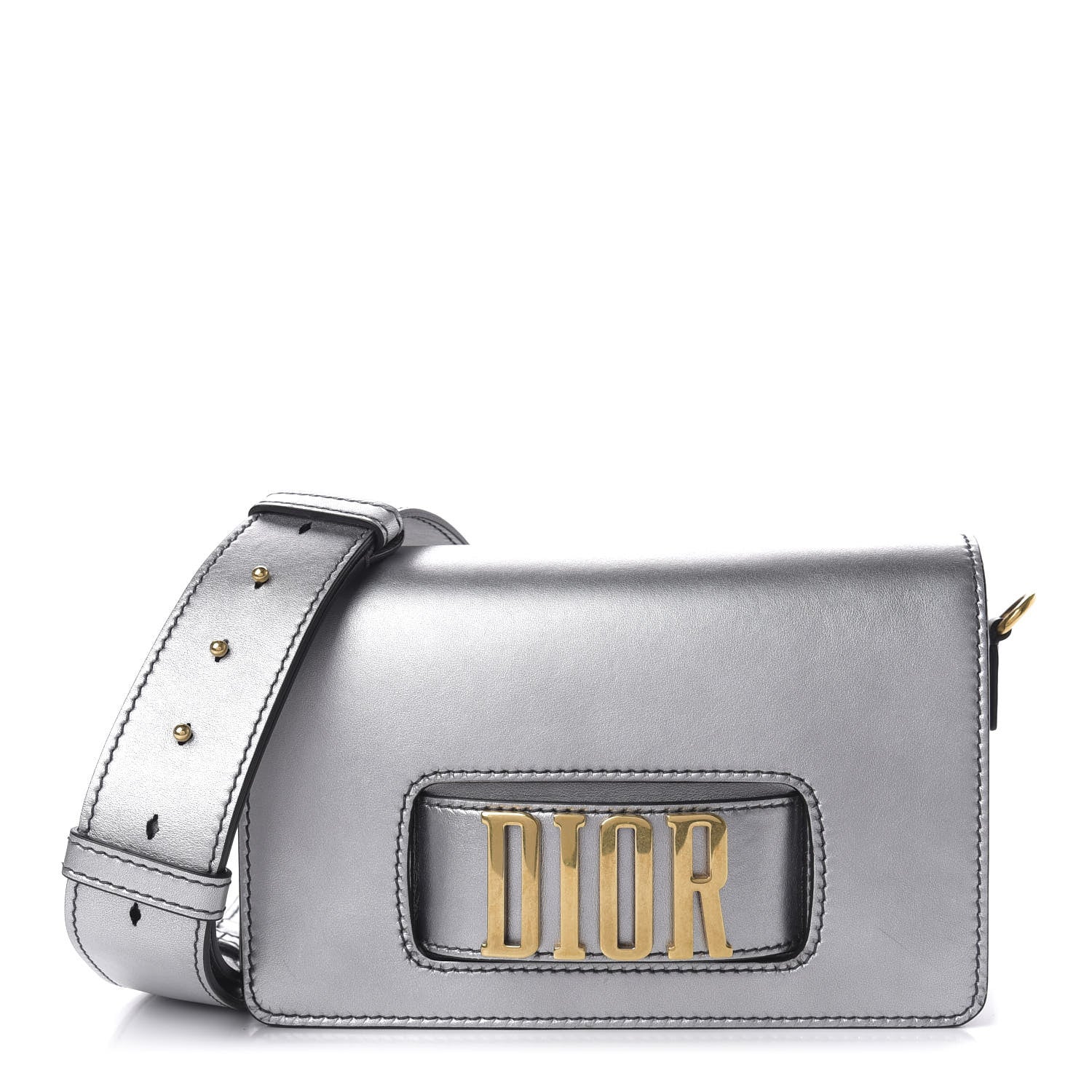 Christian Dior Metallic Smooth Calfskin Dio(r)evolution Flap Bag Silver 1 of 9