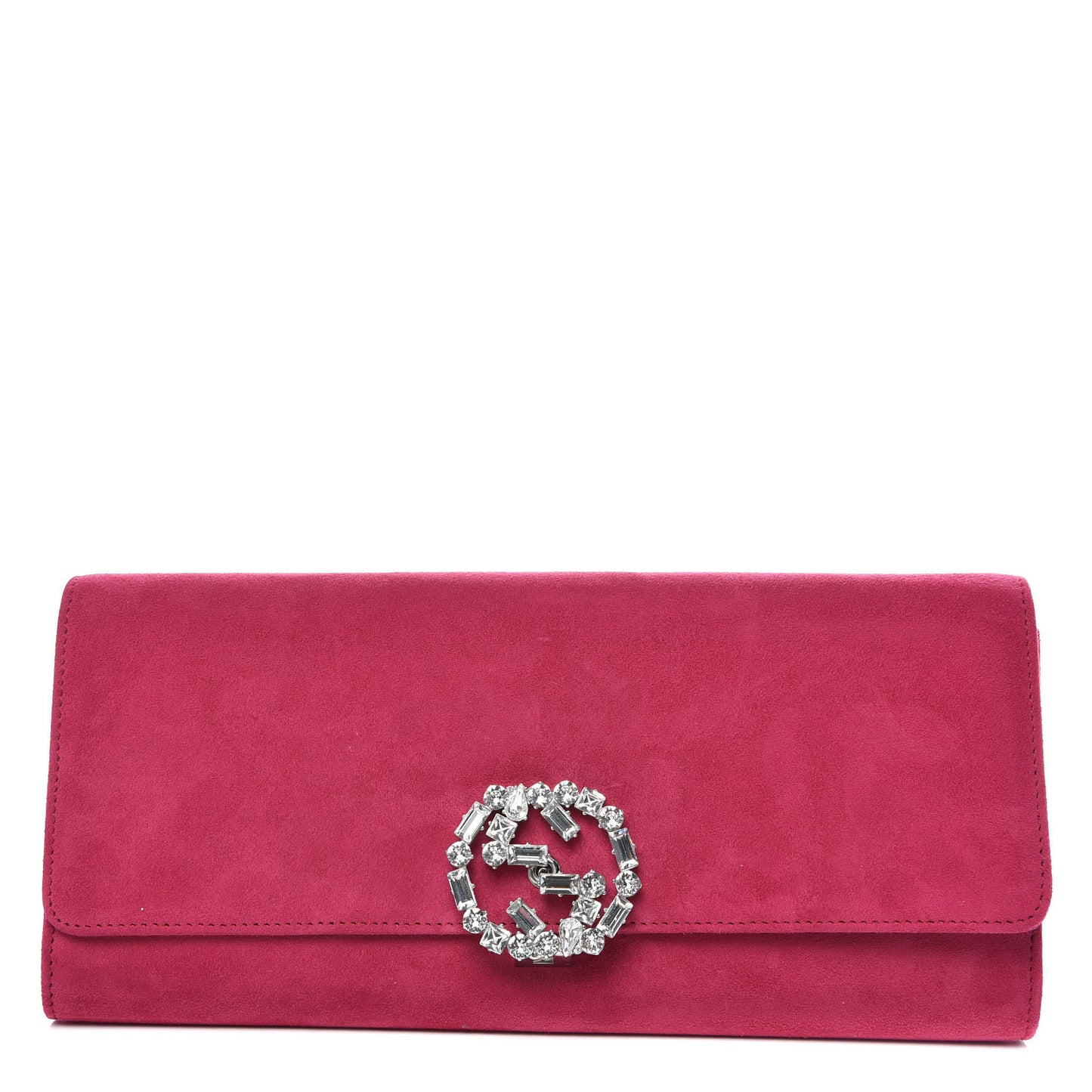 Suede Crystal GG Sparkling Clutch Pink
