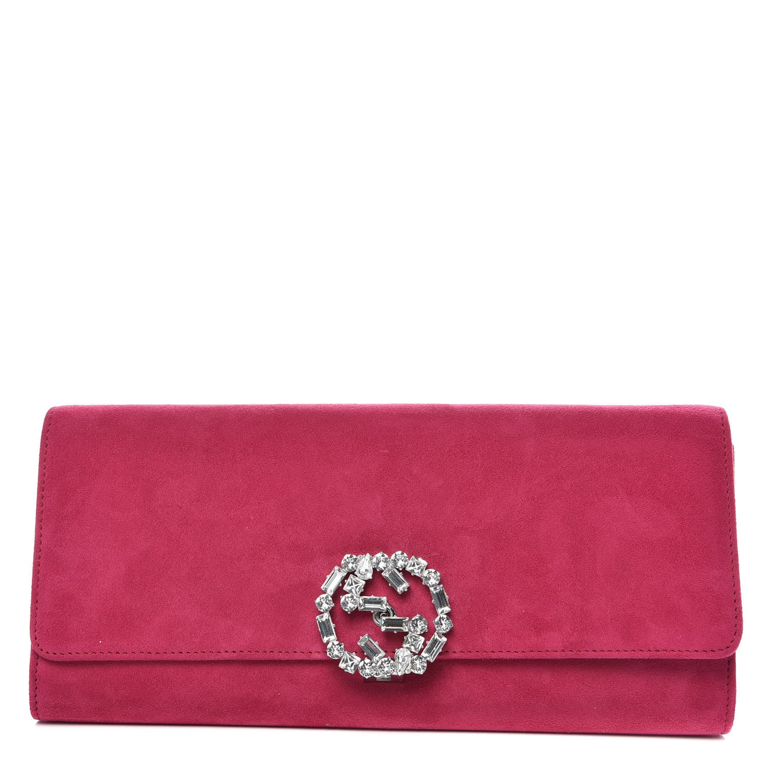 Gucci Suede Crystal GG Sparkling Clutch Pink 1 of 10