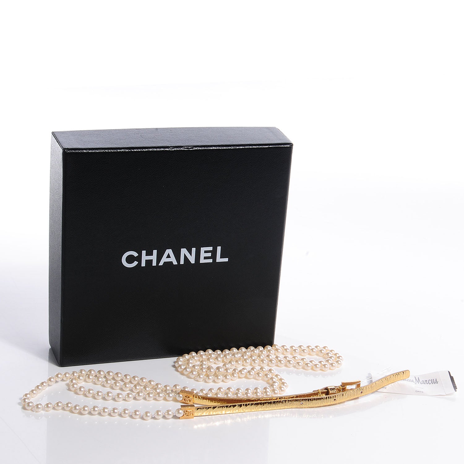 Chanel Pearl and Leather CC Double Wrap Belt Gold 5 of 8