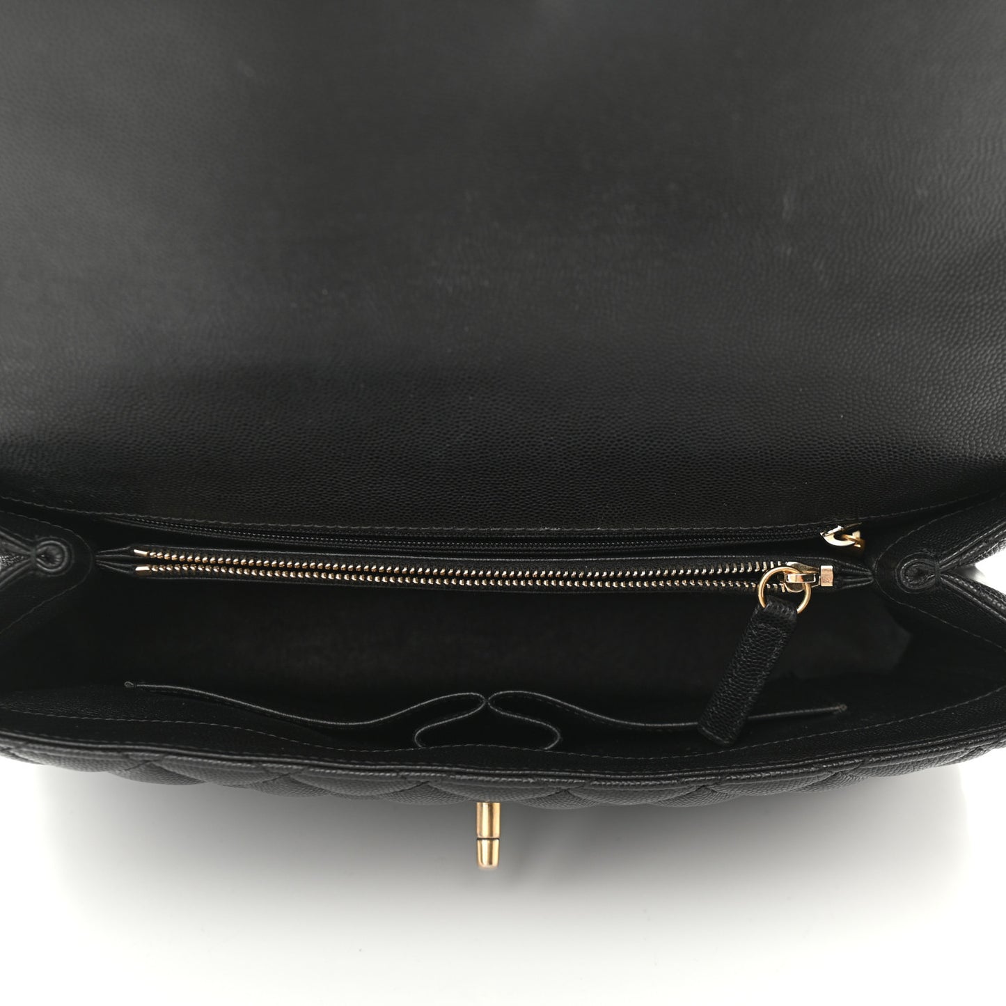 Caviar Lizard Quilted Medium Coco Handle Flap Black