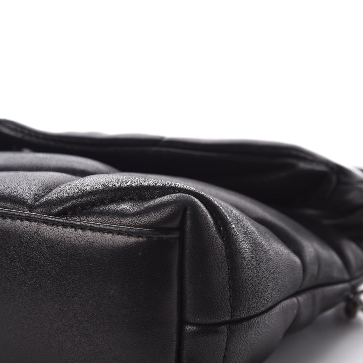 Lambskin Quilted Toy Loulou Puffer Monogram Chain Satchel Black