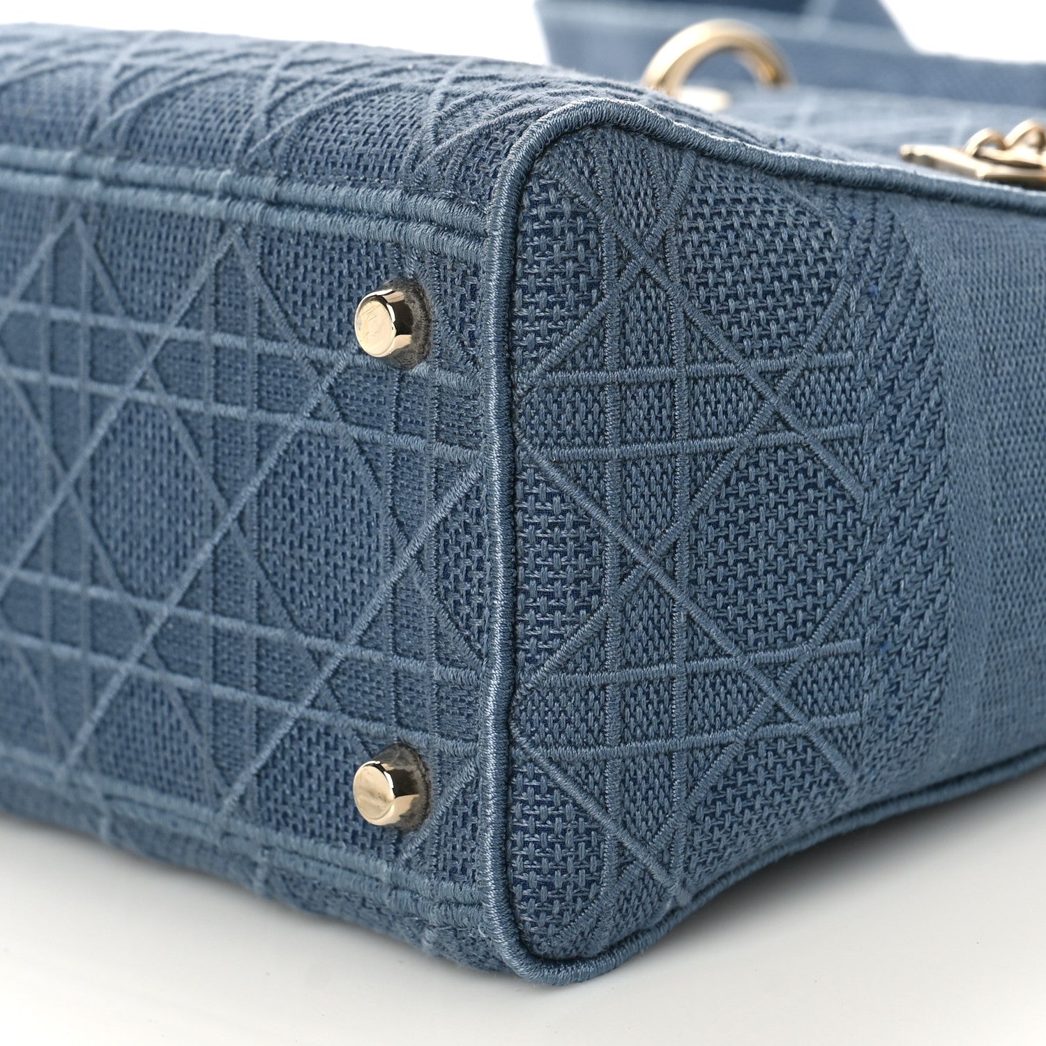 Christian Dior Canvas Embroidered Cannage Medium Lady D-Lite Denim Blue 8 of 8