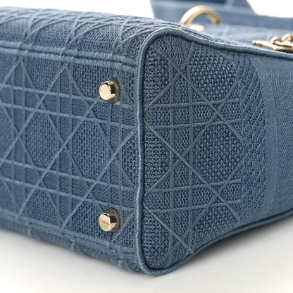 Christian Dior Canvas Embroidered Cannage Medium Lady D-Lite Denim Blue 8 of 8
