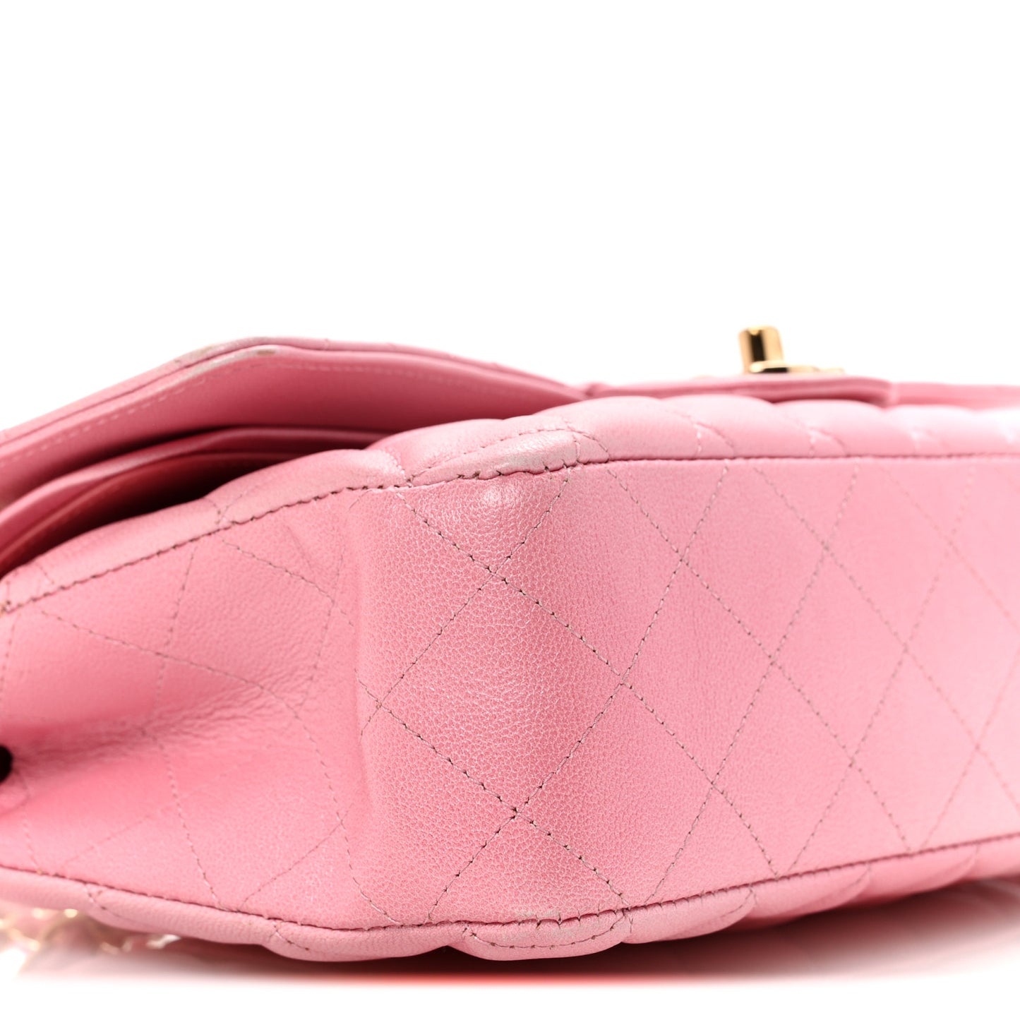 Cloudy Pearly Goatskin Quilted Medium Double Flap Pink
