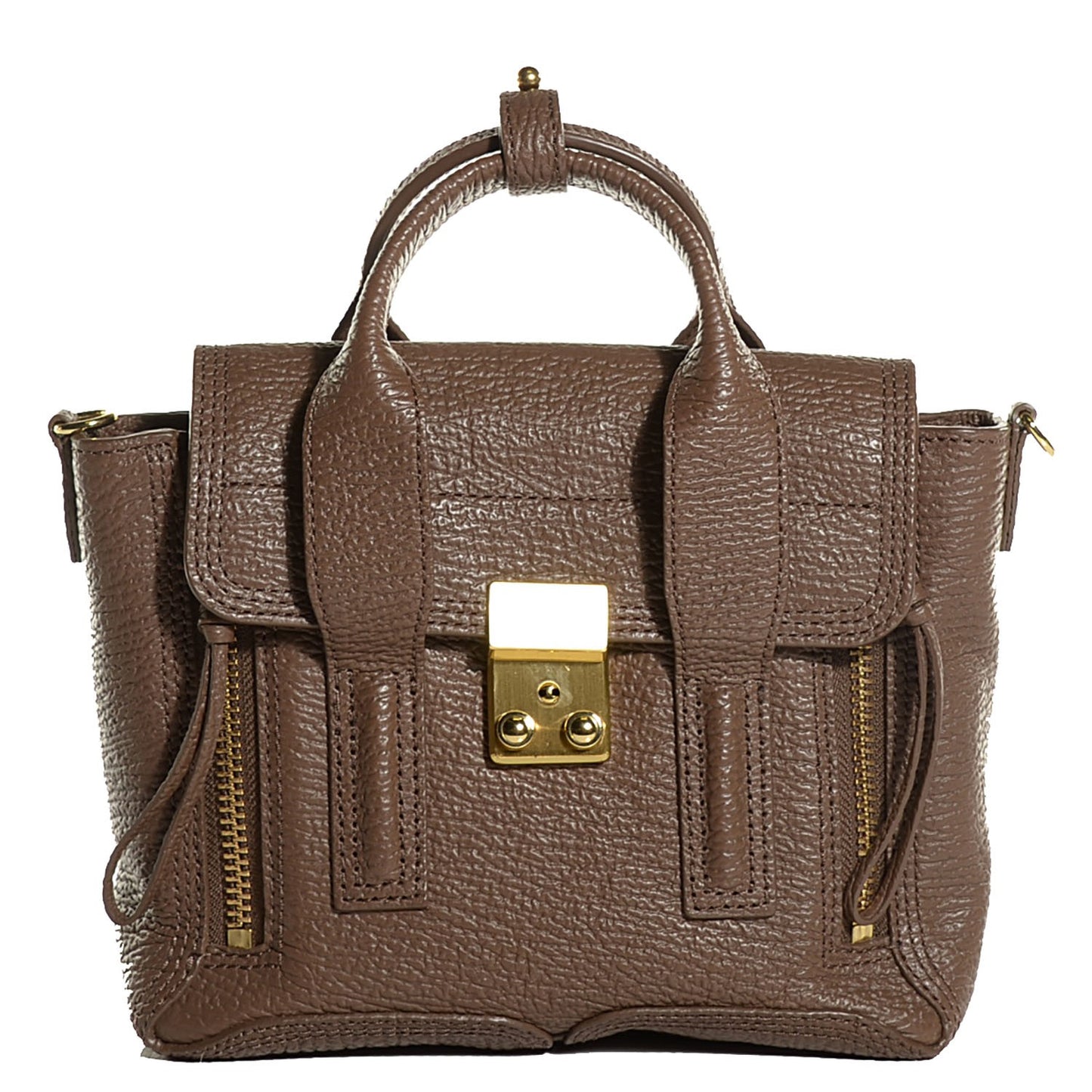 3.1 Textured Calfskin Mini Pashli Satchel Taupe
