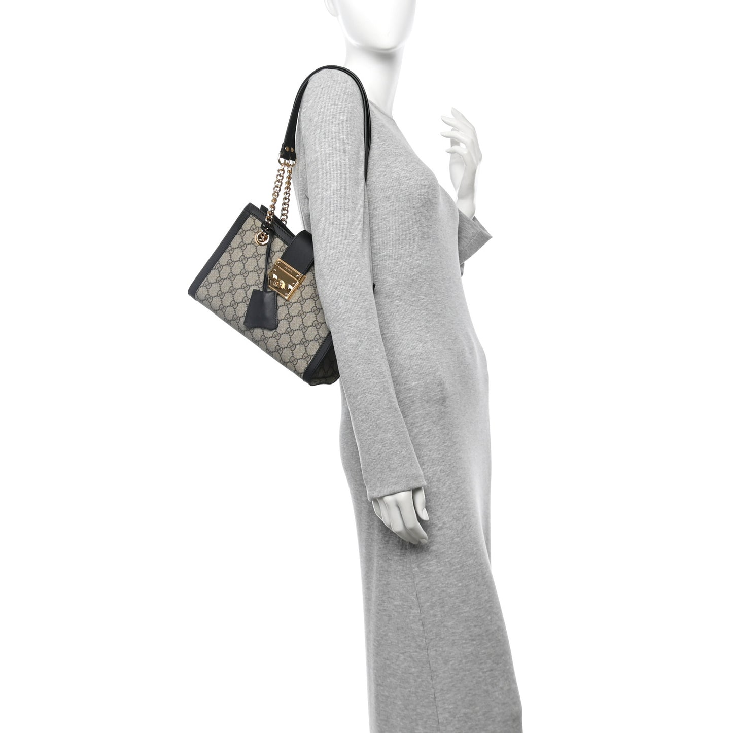 GG Supreme Monogram Small Padlock Tote Black