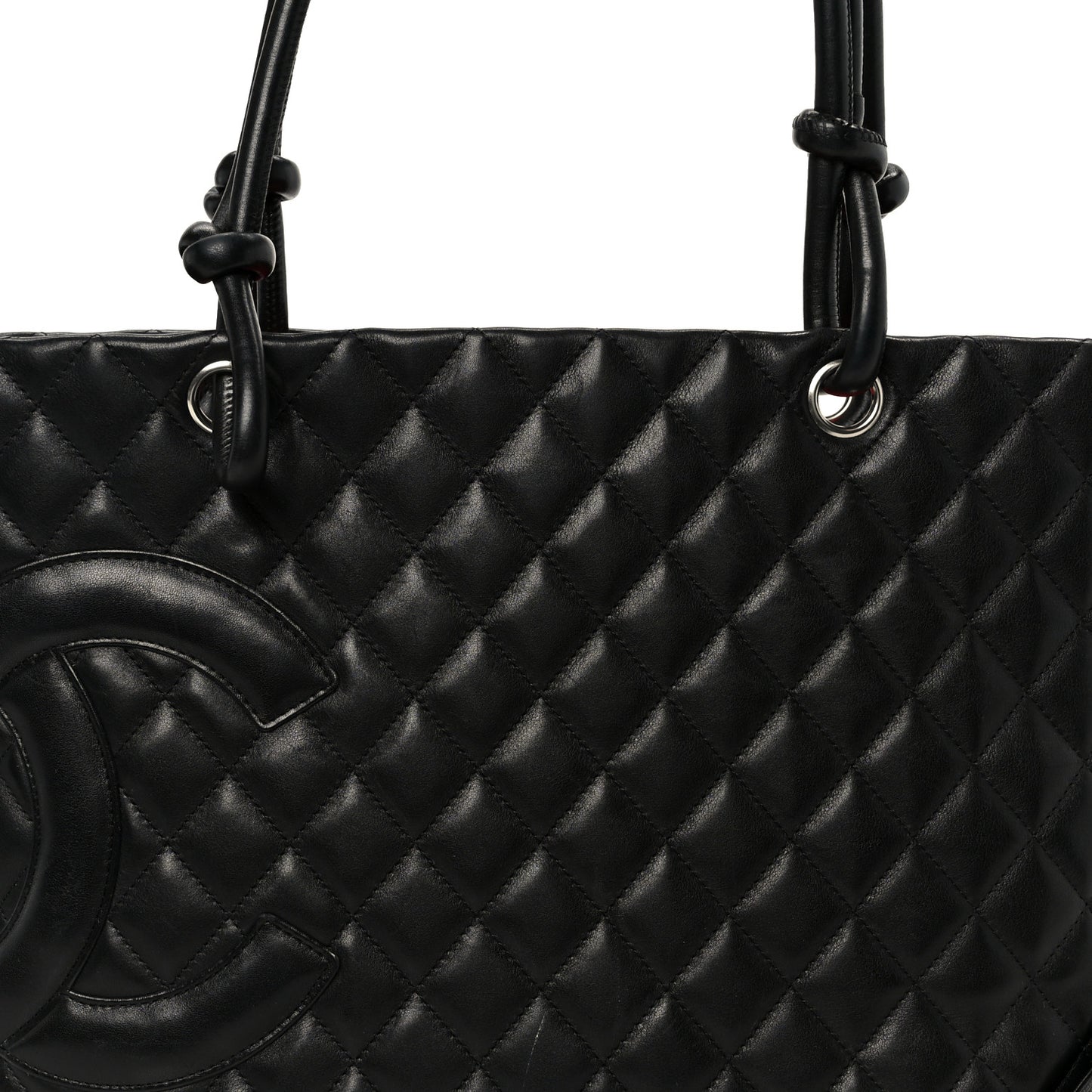 Calfskin Quilted Large Cambon Tote Black