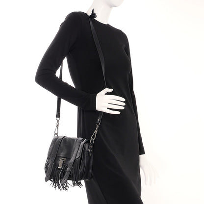 Proenza Schouler Lambskin Fringe PS1 Crossbody Pouch Black 2 of 8