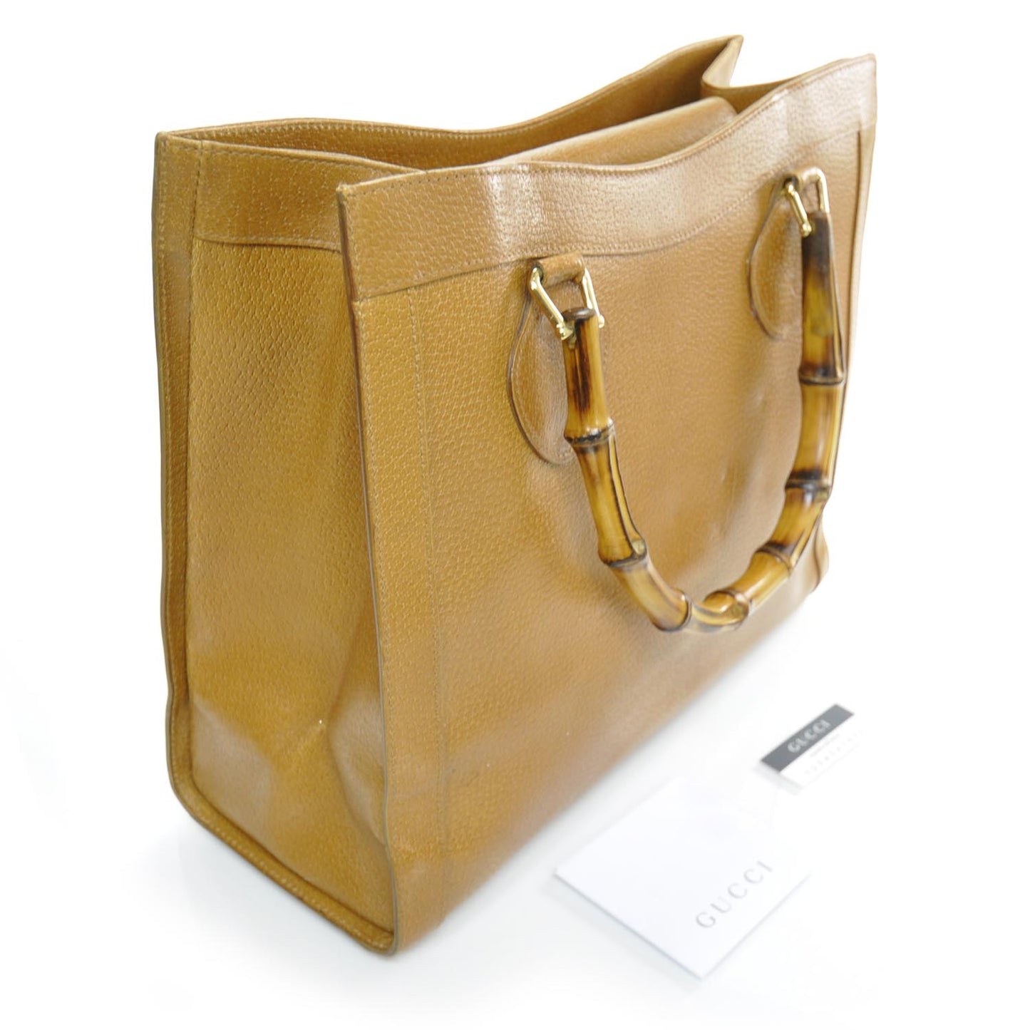 Leather Bamboo Top Handle Tote