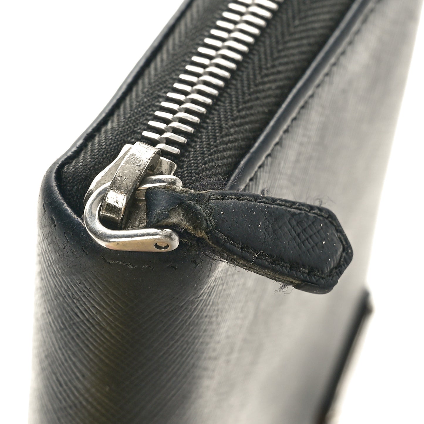 Saffiano Triangle Zip Around Wallet Black