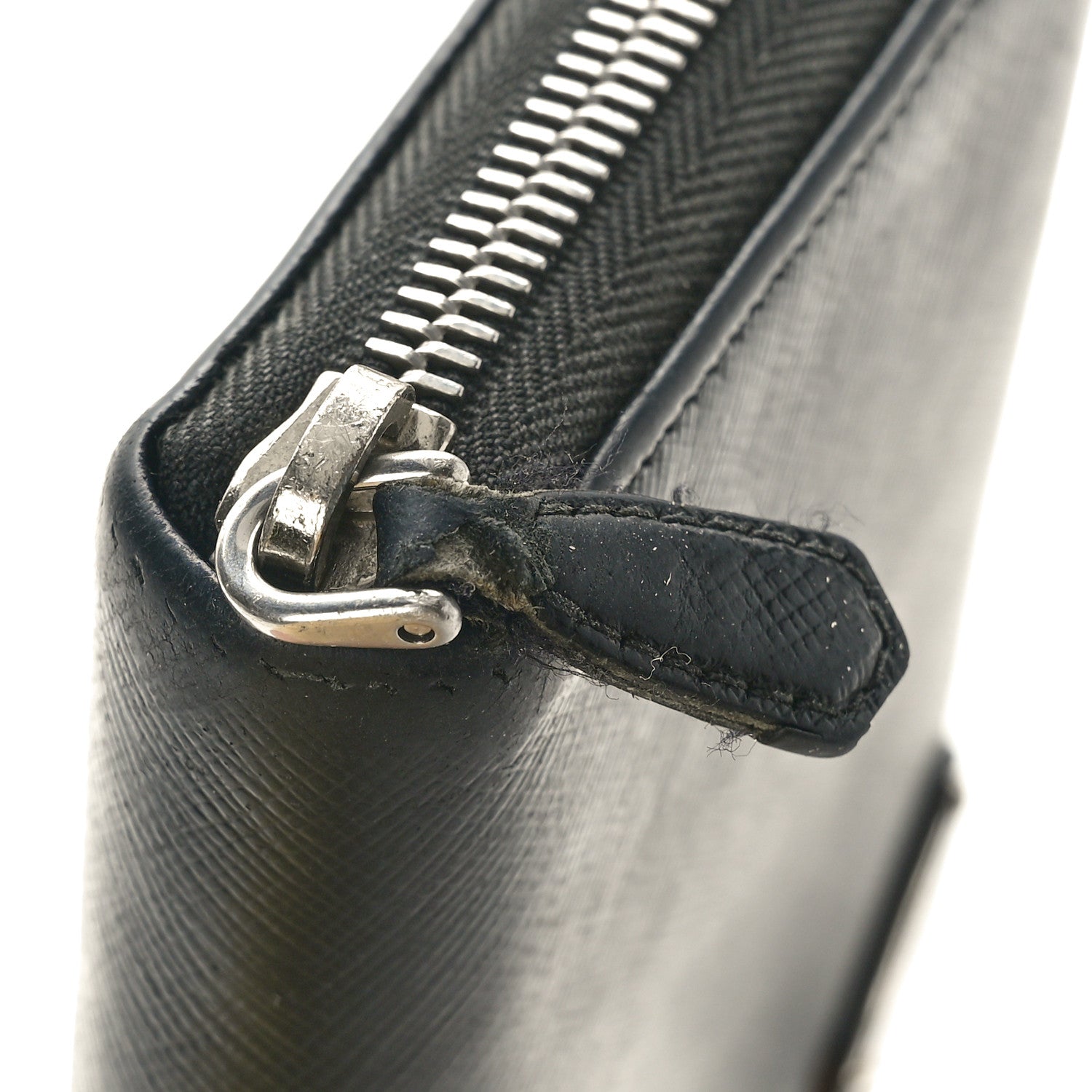 Prada Saffiano Triangle Zip Around Wallet Black 8 of 9