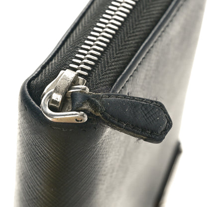 Prada Saffiano Triangle Zip Around Wallet Black 8 of 9