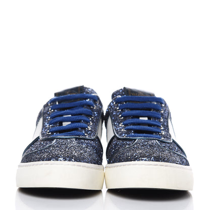Valentino Garavani Calfskin Glitter Flycrew Sneakers 39 Blue 2 of 8