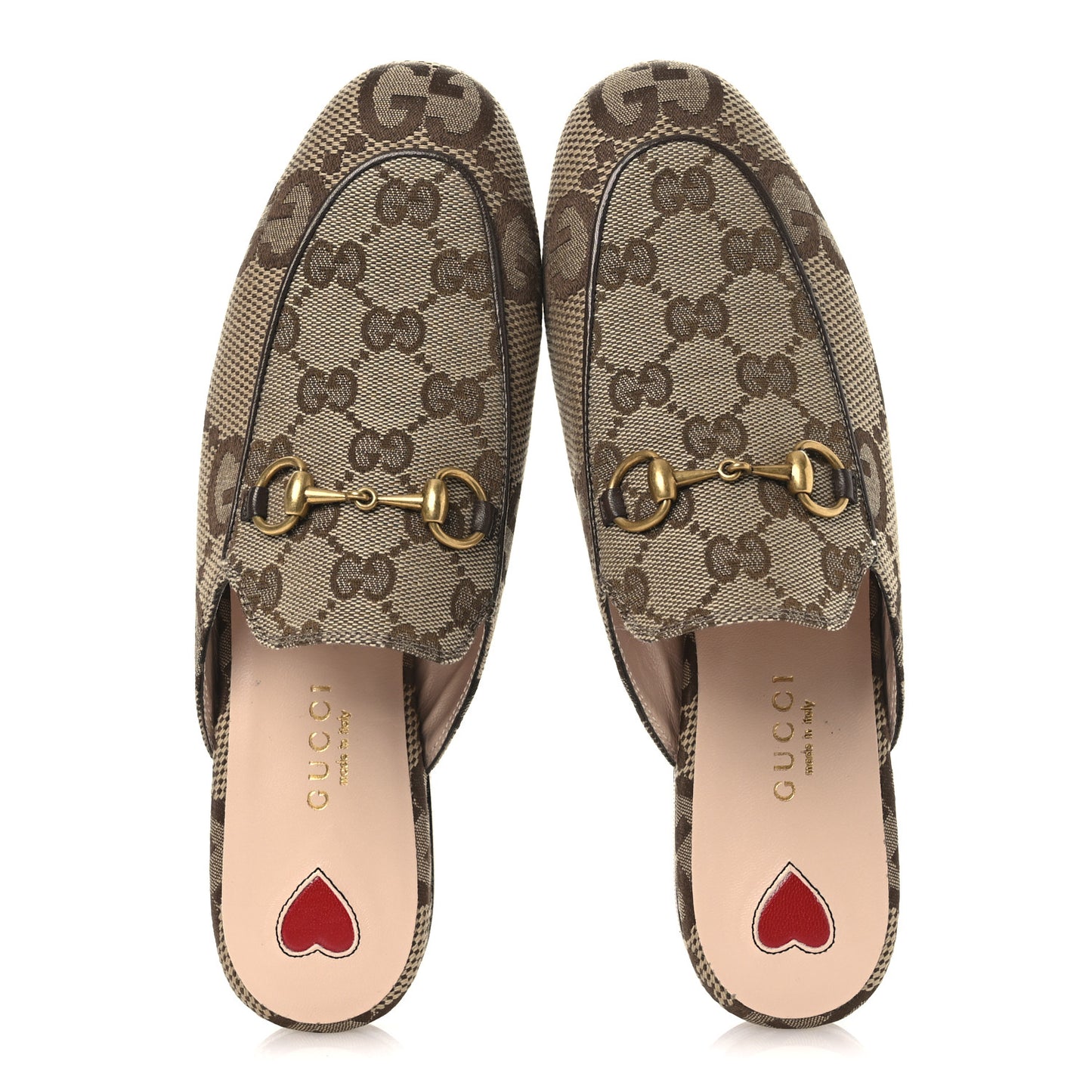 Monogram Jumbo GG Malaga Kid Womens Princetown Slippers 35 Camel Ebony New Acero Beige