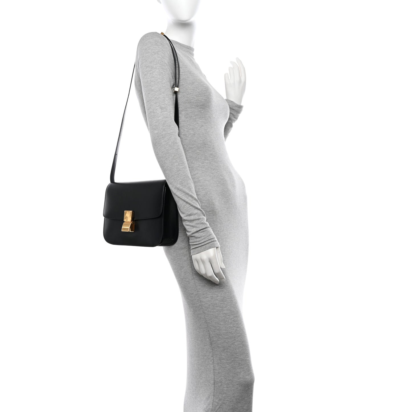 Box Calfskin Medium Classic Box Flap Bag Black