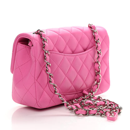 Chanel Lambskin Quilted Mini Rectangular Flap Neon Pink 3 of 10