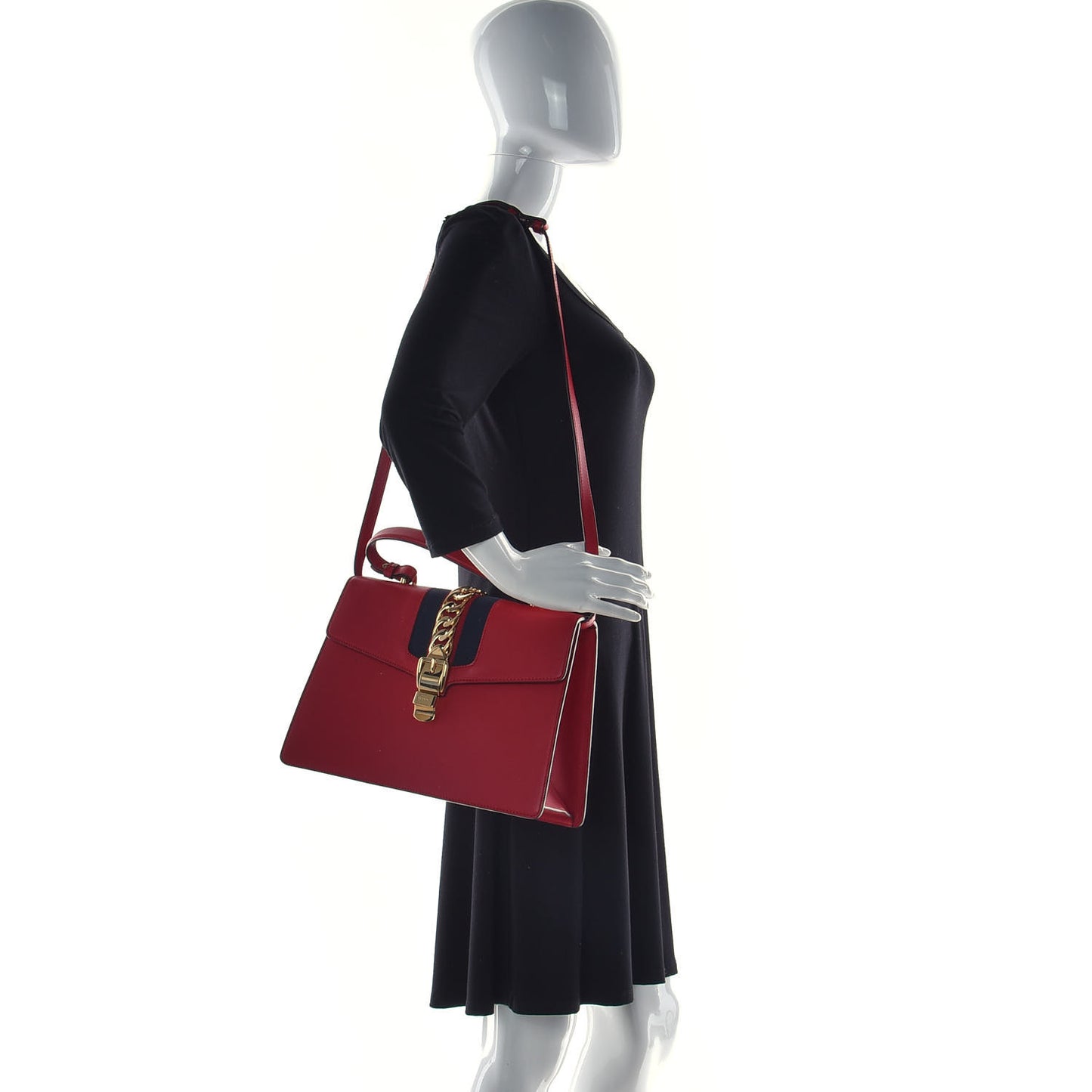 Calfskin Small Sylvie Shoulder Bag Hibiscus Red
