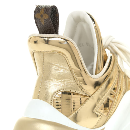 Louis Vuitton Metallic Calfskin Technical Nylon LV Archlight Sneakers 36.5 Gold White 20 of 24