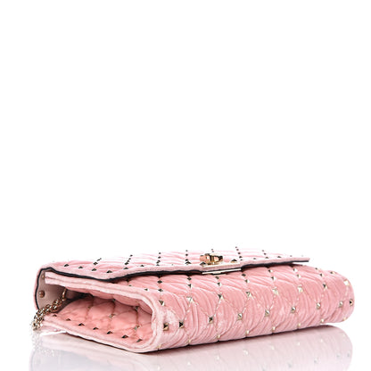 Valentino Garavani Velvet Rockstud Spike Wallet on Chain Water Rose 3 of 9