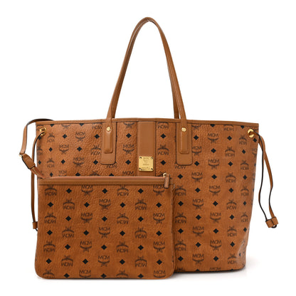MCM Visetos Large Liz Reversible Shopper Tote Cognac 1 of 19