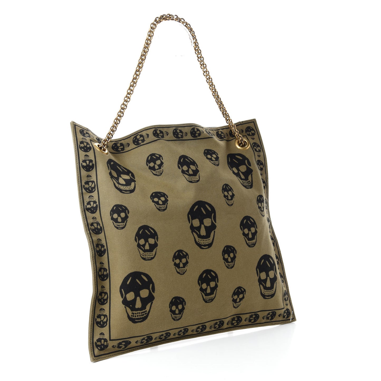 Canvas Skull Print Shopper Green Black